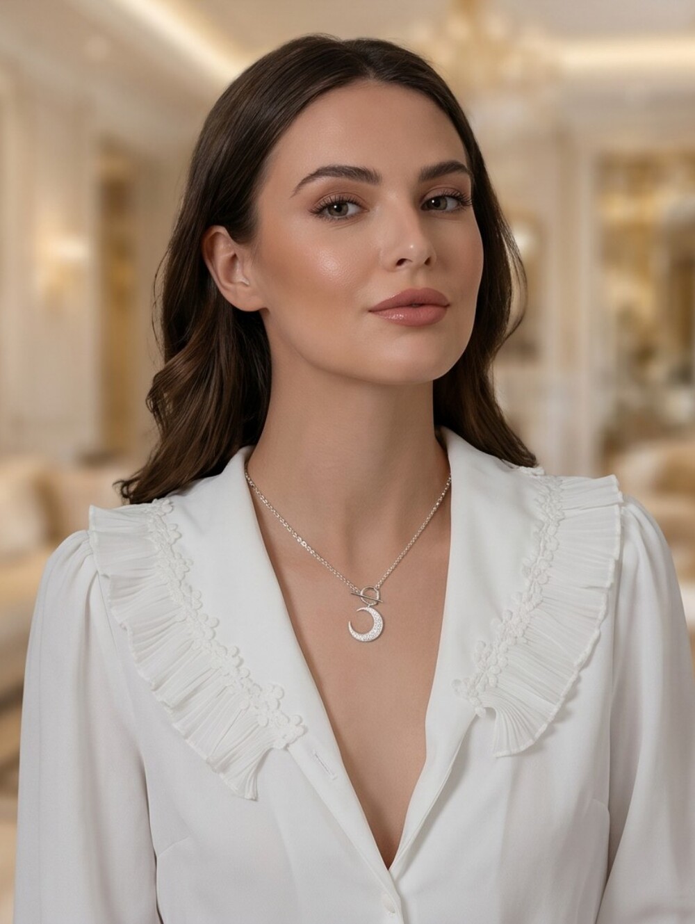 S925 Choker Moon  Necklace NWOT